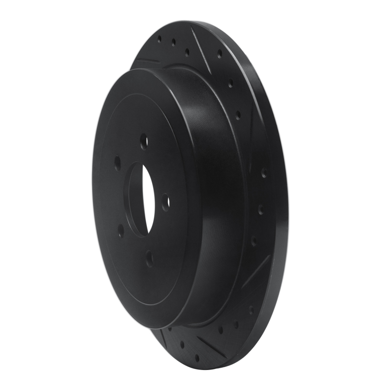 Lincoln Town Car Brake Rotor (1) - Rear Right - R1 Concepts - Drilled & Slotted - Black - `03-`11